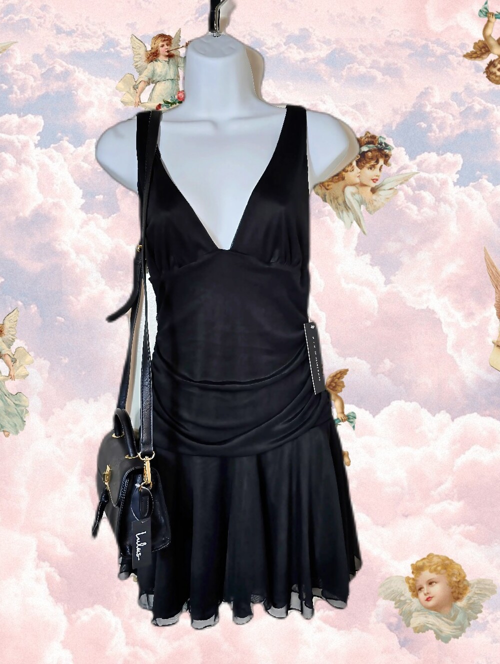 Lulus Black Mini Crossbody Bag + HeartsHip Dress NWT